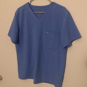 FIGS Men's Medium Leon Two-Pocket Scrub Top Ceil Blue LIKE NEW